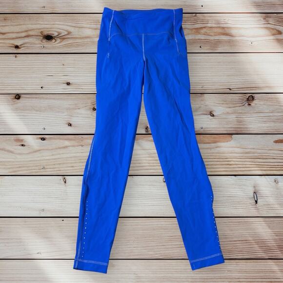 Lululemon Pants - Lululemon‎ Betty Tight Reflective Blue Leggings Logo Stretch Running Gym Medium